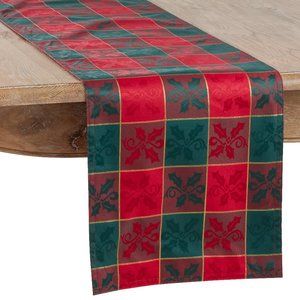 Red/Green Plaid Christmas Table Runner, 14" X 108"